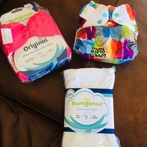 NWT 3bum genius cloth diapers with inserts & wipes